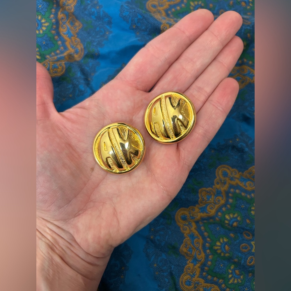 Vintage Anne Klein Monogram Clip On Earrings